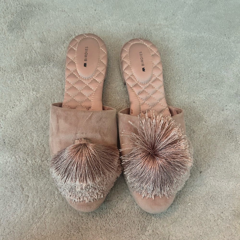 Birdies blush pink Pom-Pom mules